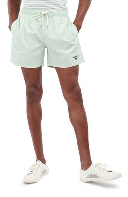 Barbour Essential Solid Nylon Swim Trunks in Dusty Mint