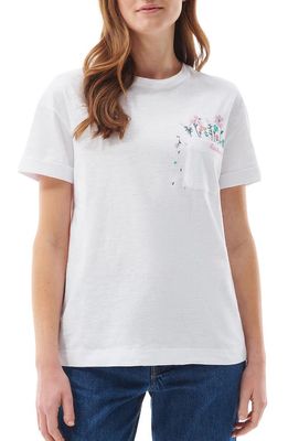 Barbour Evergreen Embroidered Pocket T-Shirt in White