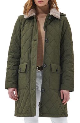 Barbour Fox Quilted Coat in Olive/Ancient