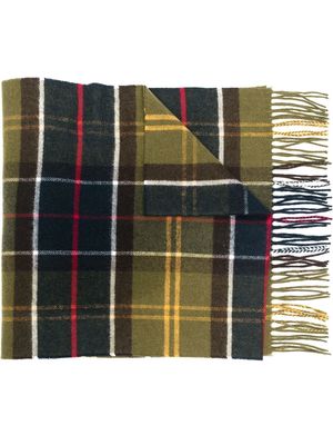 Barbour fringed tartan-check scarf - Green