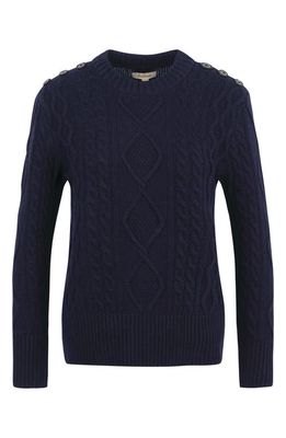 Barbour Greyling Mix Stitch Wool Blend Crewneck Sweater in Navy