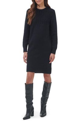 Barbour Guernsey Cable Stitch Long Sleeve Cotton Sweater Dress in Black