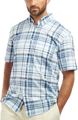 Barbour Hartley Regular Fit Plaid Short Sleeve Button-Down Shirt in Sky