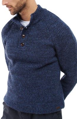 Barbour Horseford Quarter Button Wool Sweater in Navy