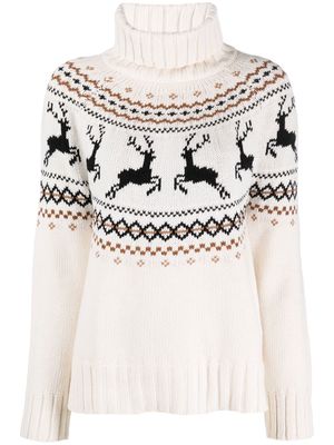 Barbour intarsia deer-detail jumper - Neutrals