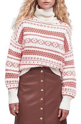Barbour Jeanne Roll Neck Wool Blend Sweater in Red/White