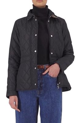 Barbour Jemima Quilted Jacket in Black/Rosewood Tartan