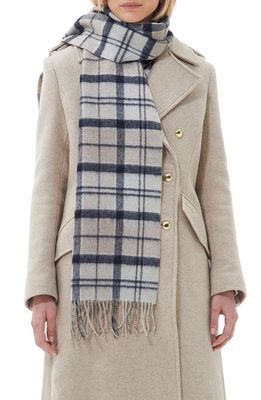 Barbour Jemma Plaid Double Face Lambswool Fringe Scarf in Trench Tartan