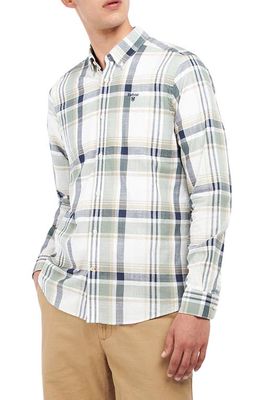 Barbour Kidd Tailored Fit Plaid Cotton Button-Down Shirt in Olive