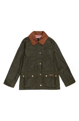Barbour Kids' Acorn Waxed Cotton Jacket in Archive Olive/Retro Floral