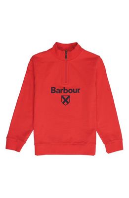 Barbour Kids' Floyd Logo Half Zip Pullover in Risk Red