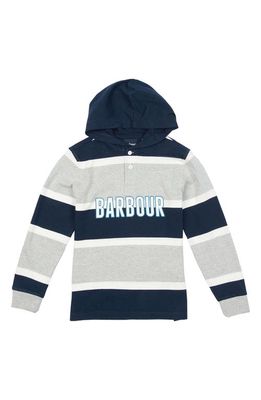 Barbour Kids' Greyson Hooded Rugby T-Shirt in Grey/Navy
