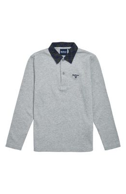 Barbour Kids' Hector Long Sleeve Cotton Piqué Polo in Grey Marl