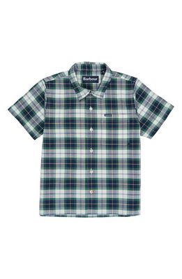 Barbour Kids' Oxbridge Plaid Short Sleeve Stretch Cotton Button-Up Shirt in Summer Ivy Tartan