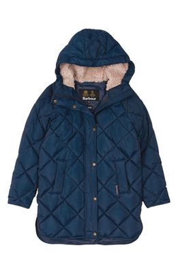 Barbour Kids' Sandyford Quilted Jacket with Faux Fur Lined Hood in Navy