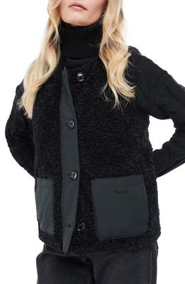 Barbour Kintra Faux Shearling Vest in Black/Ancient