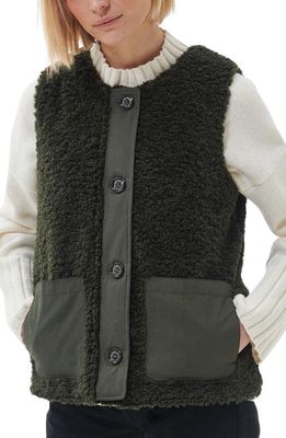 Barbour Kintra Teddy Faux Fur Liner Vest in Olive/Ancient Tartan