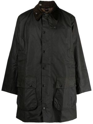 Barbour logo-embroidered cotton coat - Black