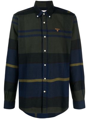 Barbour logo-embroidered striped cotton shirt - Green