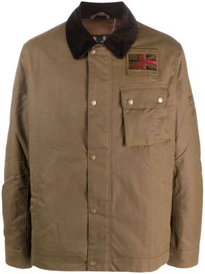 Barbour logo-patch cotton shirt jacket - Brown