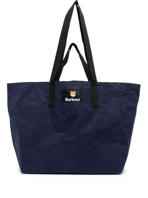 Barbour logo-patch cotton tote bag - Blue