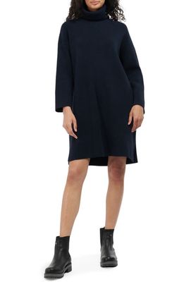 Barbour Long Sleeve Cotton Blend Rib Turtleneck Sweater Dress in Navy