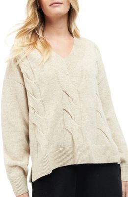 Barbour Lotte Cable Stitch Recycled Wool Blend Sweater in Oatmeal