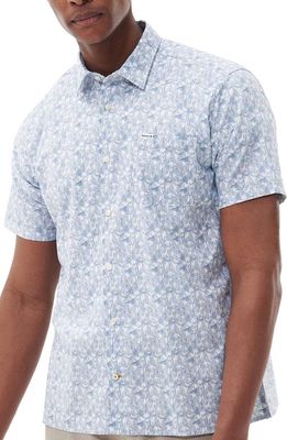 Barbour Lowick Frond Print Short Sleeve Cotton Button-Up Shirt in Whisper White