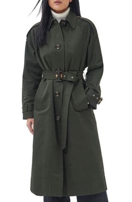 Barbour Marie Water Repellent Belted Trench Coat in Sage/Ancient Poplar