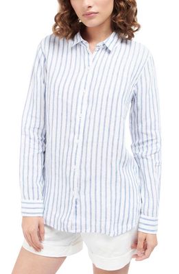 Barbour Marine Stripe Linen Shirt in Allure Blue