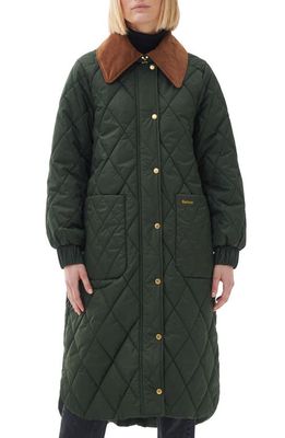 Barbour Marsett Quilted Longline Jacket in Sage/Ancient