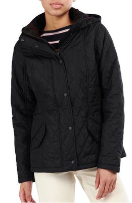 Barbour 'Millfire' Hooded Quilted Jacket in Black Classic