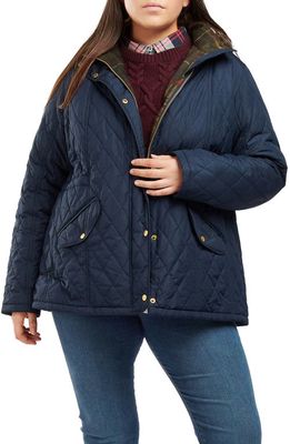 Barbour 'Millfire' Hooded Quilted Jacket in Navy/Classic