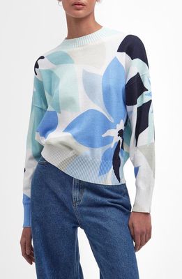 Barbour Nadia Floral Print Cotton Sweater in Blue Multi