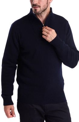 Barbour Nelson Essential Lambswool Half Zip Sweater in Navy