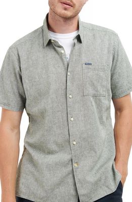 Barbour Nelson Linen & Cotton Button-Up Shirt in Bleached Olive