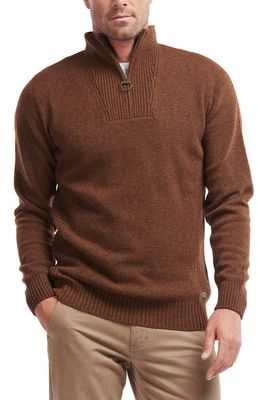 Barbour Nelson Wool Quarter Zip Sweater in Dk Sand