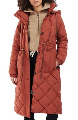 Barbour Ornisay Quilted Longline Puffer Jacket in Maple/Dress