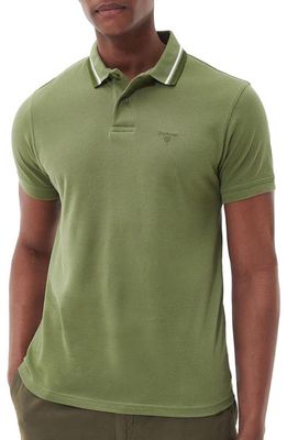 Barbour Otterburn Tipped Cotton Piqué Polo in Burnt Olive