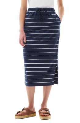 Barbour Overland Stretch Cotton Skirt in Navy Stripe