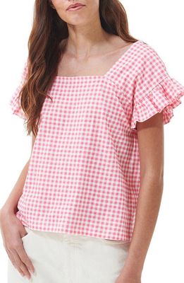 Barbour Pansy Gingham Cotton Top in Pink Multi