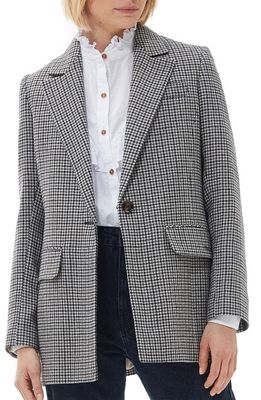 Barbour Patrisse Houndstooth Wool Blend Blazer in Light Fawn