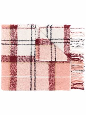 Barbour plaid-pattern fringed scarf - Pink