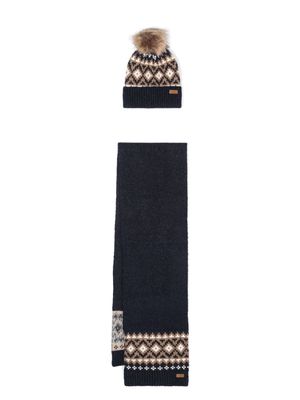 Barbour pompom-detail scarf set - Blue