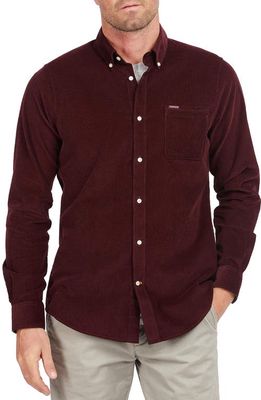 Barbour Ramsey Tailored Fit Corduroy Button-Down Shirt in Winter Red