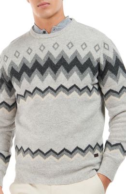 Barbour Regis Fair Isle Lambswool Sweater in Light Grey Marl