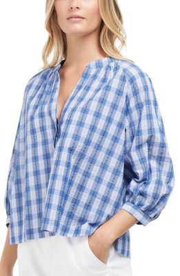 Barbour Renfew Check Cotton Popover Blouse in Bluebell Check