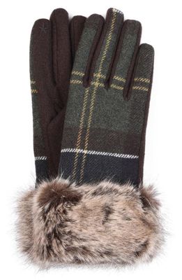 Barbour Ridley Tartan Faux Fur Trim Gloves in Classic