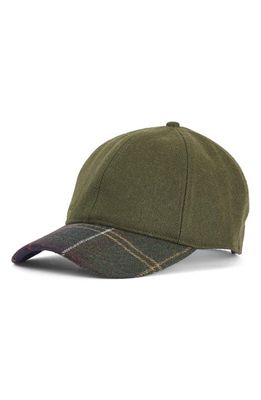 Barbour Roker Plaid Wool Blend Baseball Cap in Forest Green/Classic