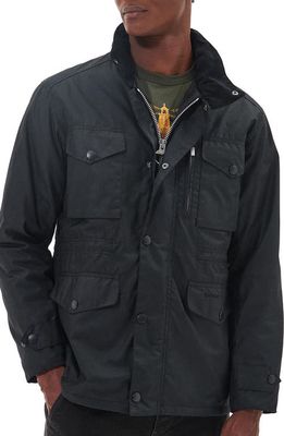 Barbour Sapper Regular Fit Weatherproof Waxed Cotton Jacket in Black/Classic